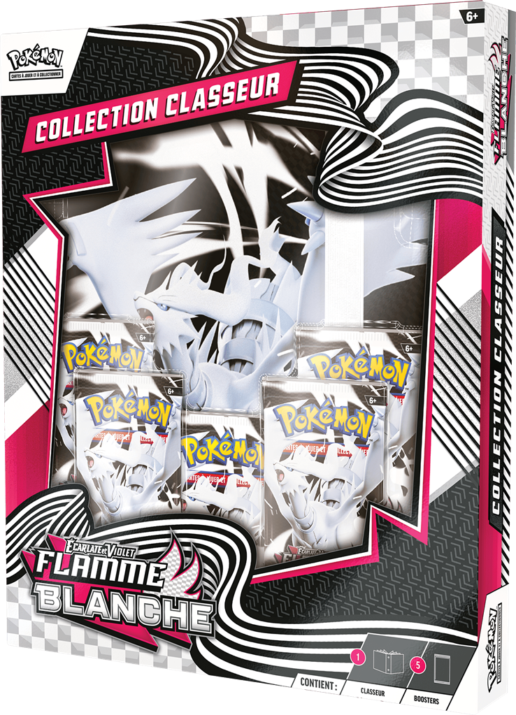 Pokémon Portfolio A4 + 5 Boosters – Flamme Blanche (Écarlate & Violet)