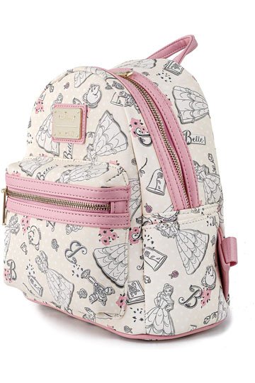 Mini Sac à Dos Disney La Belle et la Bête Belle Crème AOP – Édition Princesses par Loungefly
