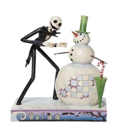 Figurine Mr Jack avec le Bonhomme de Neige – L'Étrange Noël de Mr Jack par Disney Traditions