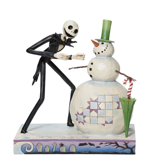 Figurine Mr Jack avec le Bonhomme de Neige – L'Étrange Noël de Mr Jack par Disney Traditions