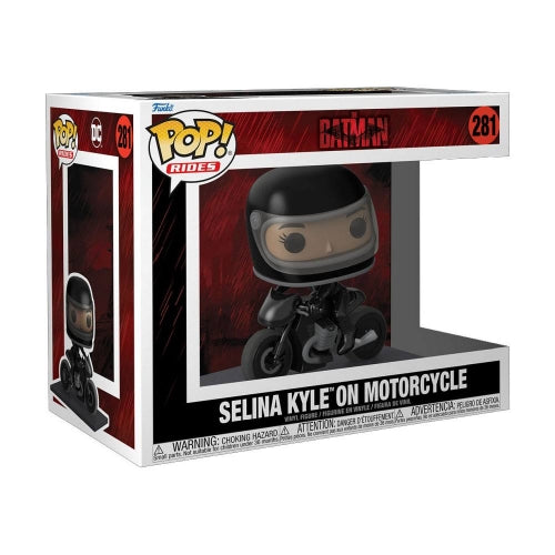 Figurine Funko POP! Rides Deluxe – Selina Kyle sur moto – Batman (2022) – 15 cm