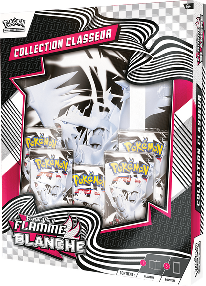 Pokémon Portfolio A4 + 5 Boosters – Flamme Blanche (Écarlate & Violet)