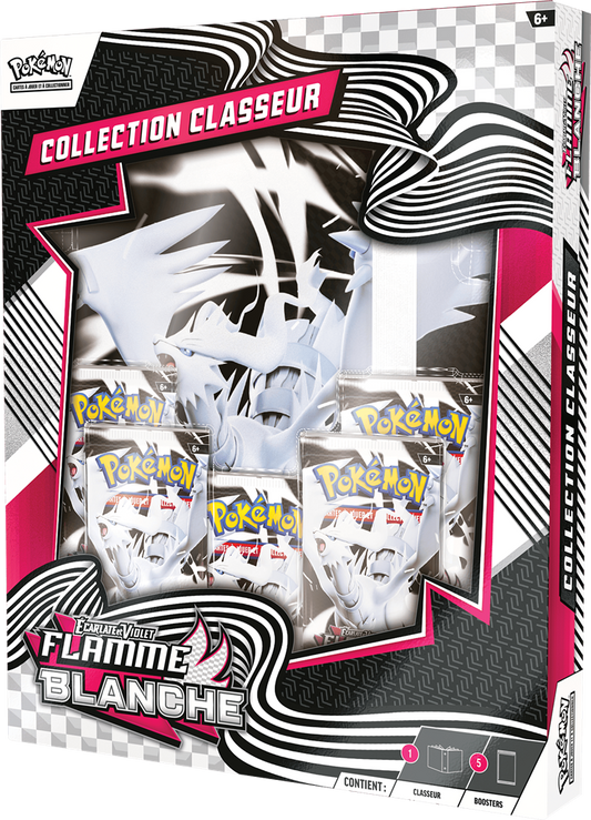 Pokémon Portfolio A4 + 5 Boosters – Flamme Blanche (Écarlate & Violet)